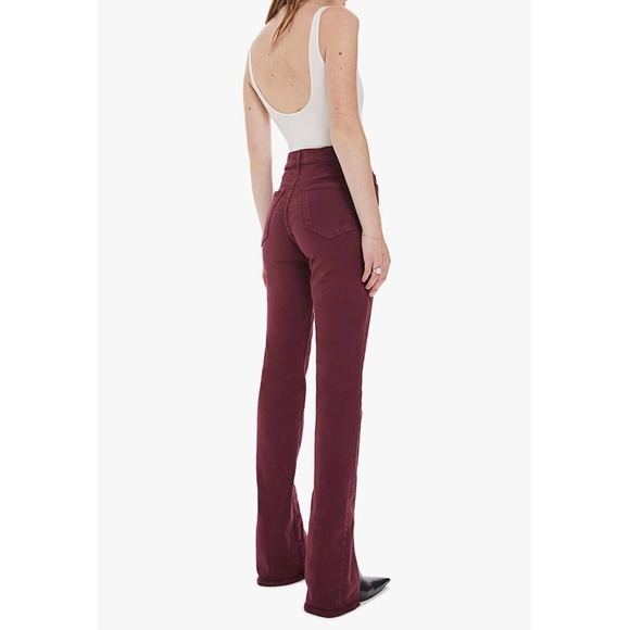 MOTHER Jeans Womens 32 Burgundy The Rascal Sliced Up Heel High Rise Slim NWOT - Picture 2 of 16